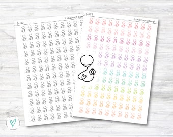 Stethoscope / Doctor Icon Sticker, Stethoscope / Doctor Doodle Planner Stickers (G132)
