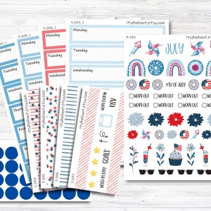 Kit juillet, 4 juillet/été, autocollants pour planificateur de perte de poids (B193-2 juillet)