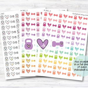 Kettlebell / Hand Weights / Heart Rate Planner Stickers (B260)