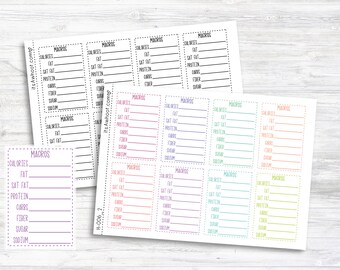 Macro Stickers, Macro Tracking Planner Stickers - Dash Box - Set of 8 (H006_2)