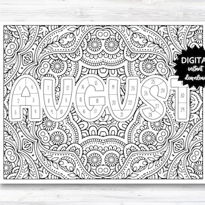August Habit Tracker Coloring Sheet Printable, Month Habit Tracker Coloring Sheet, August Coloring Sheet - PRINTABLE (O013Aug)