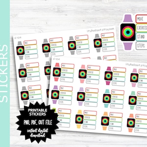 Activity Ring Stats Tracker PRINT & CUT Planner Stickers (H104PC)