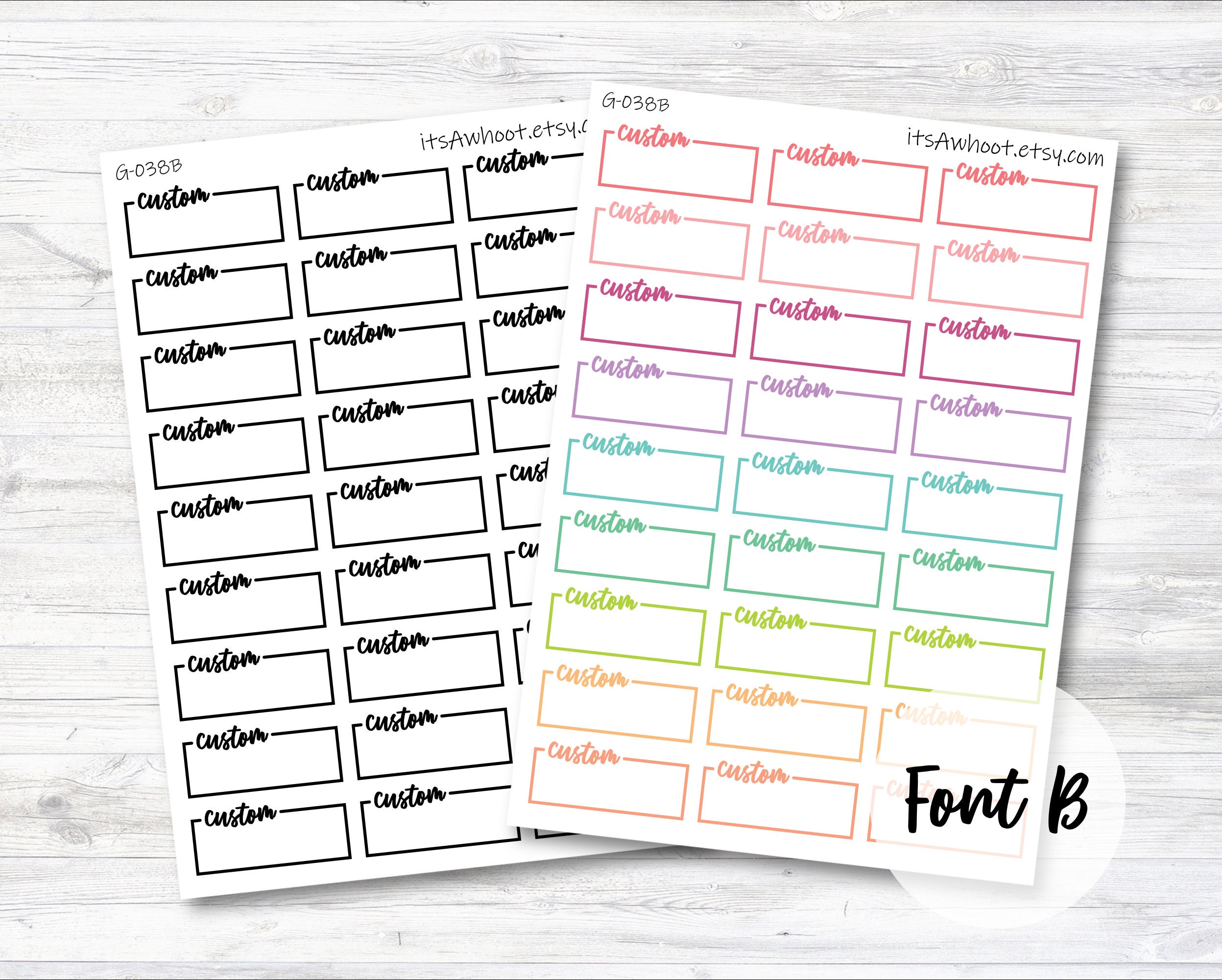 Personalized Script Box Label Planner Stickers With Your Custom Text ...