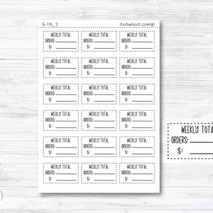 Weekly Order Tracking Stickers - Dash Box (G115_2)