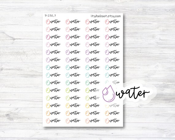 Water Script Stickers Water Planner Stickers Water With Icon | Etsy