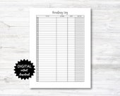 Reading Log Printable, Digital Reading Log, Reading Log - PRINTABLE (N046_4)