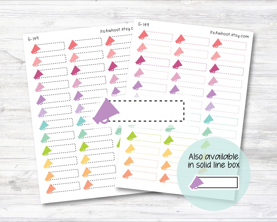 Cheerleading Quarter Box Label Planner Stickers - Dash or Solid (G149 ...