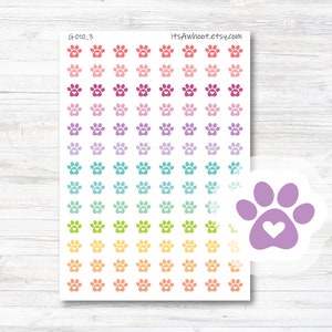 Paw Print Planner Stickers, Heart Paw Print Stickers, Heart worm Reminder Sticker  (G010_3)