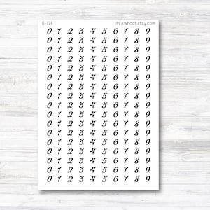 Number Stickers, Number Planner Stickers, 0-9 Number Stickers - .3&quot; Tall (G124)