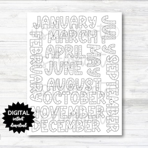Habit Tracker Coloring Sheet Printable, Month Habit Tracker Coloring Sheet, Year Habit Tracker Coloring Sheet - PRINTABLE (N001_7)