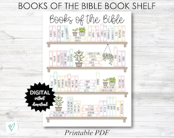 Books of the Bible BOOK SHELF tracker, Bible Books Coloring Page - Color - PRINTABLE (N055_2)