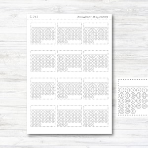 May include: White sticker sheet with multiple calendar layouts, each featuring numbered circles from 1 to 31. The text "G-242" is in the upper left corner, and "itsAwhoot.etsy.com" is in the upper right corner.