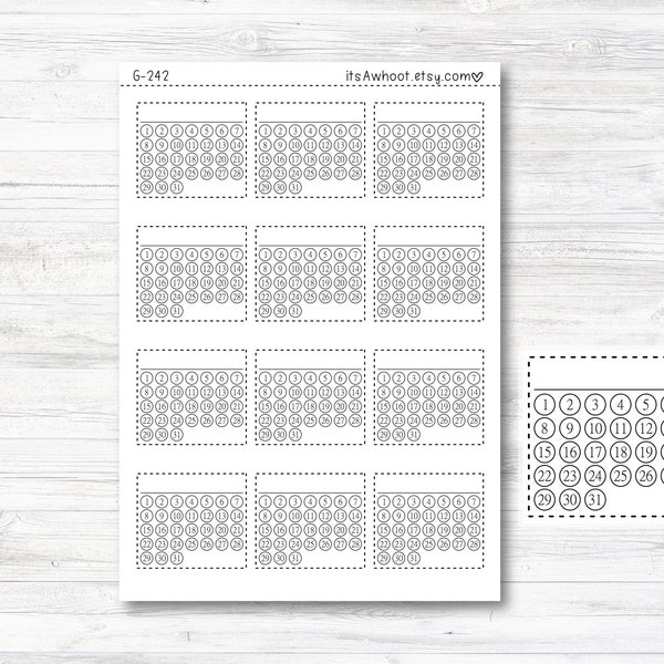 Monthly Habit Tracker Planner Stickers - with Dates (G242)