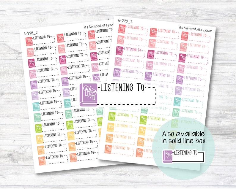 Audio Book Stickers - LISTENING TO, Quarter Box Label Planner Stickers ...