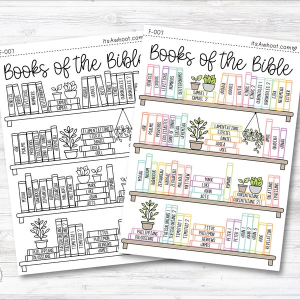 Books of the Bible BOOK SHELF tracker Dashboard Sticker (F007)