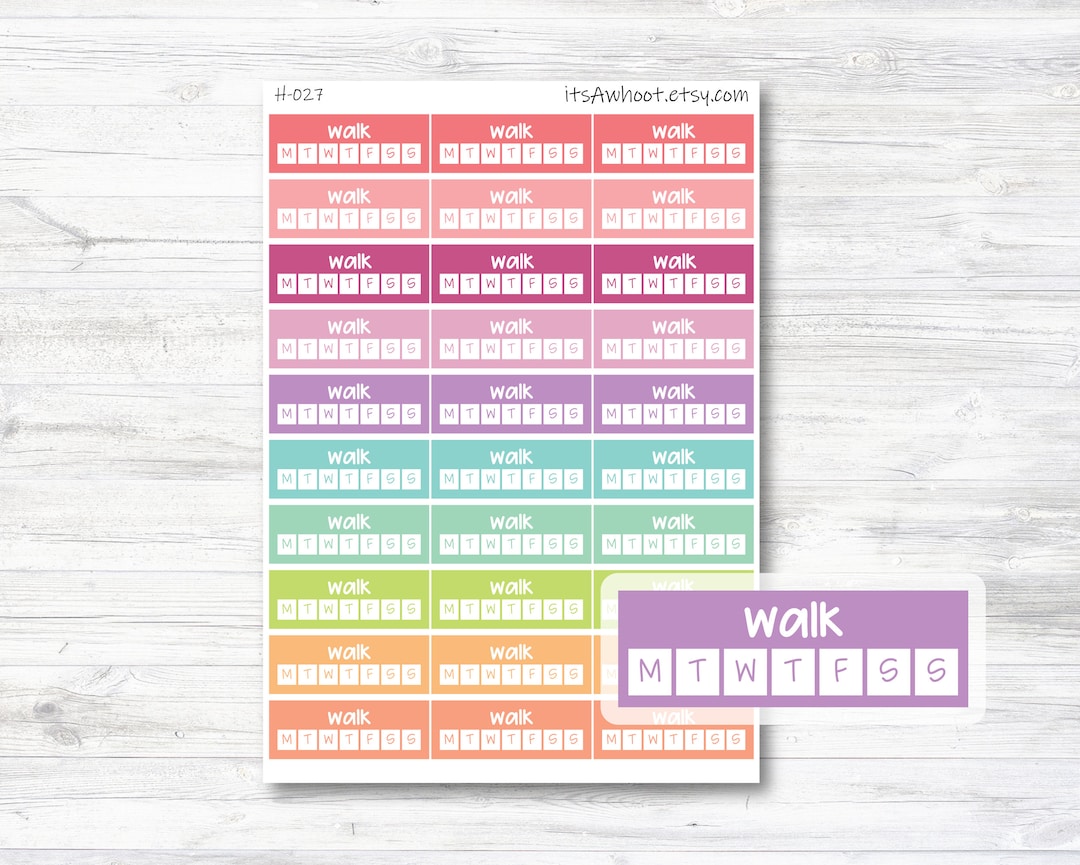 Walk Habit Tracker Sidebar Planner Stickers - Set of 30 (H027) - Etsy
