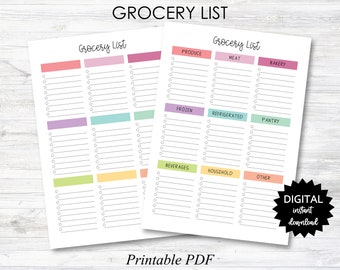 Einkaufsliste druckbar, Einkaufsliste digitaler Download - PRINTABLE (N048)