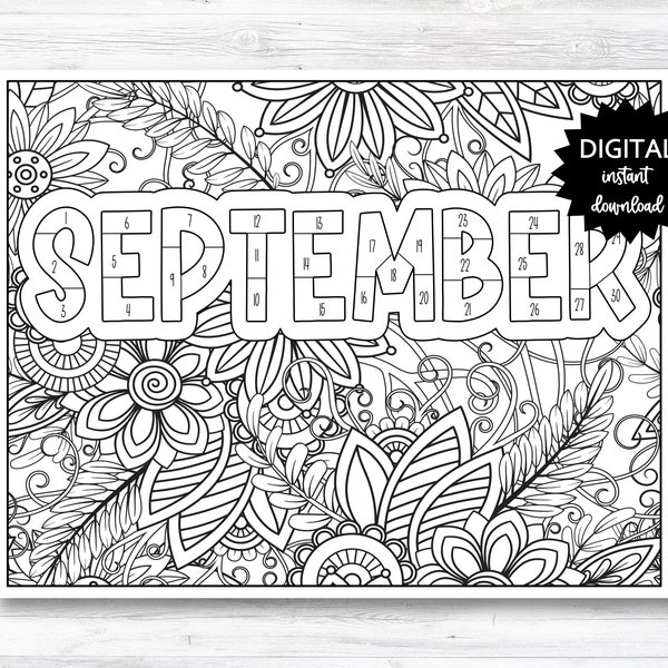 Feuille de coloriage de suivi des habitudes de septembre imprimable, feuille de coloriage de suivi des habitudes du mois, feuille de coloriage de septembre - IMPRIMABLE (O013Sep)