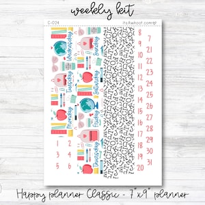 WEEKLY Kit Planner Stickers - &quot;Back to School&quot; - Happy Planner CLASSIC / 7&quot;x9&quot; - Vertical (C024)