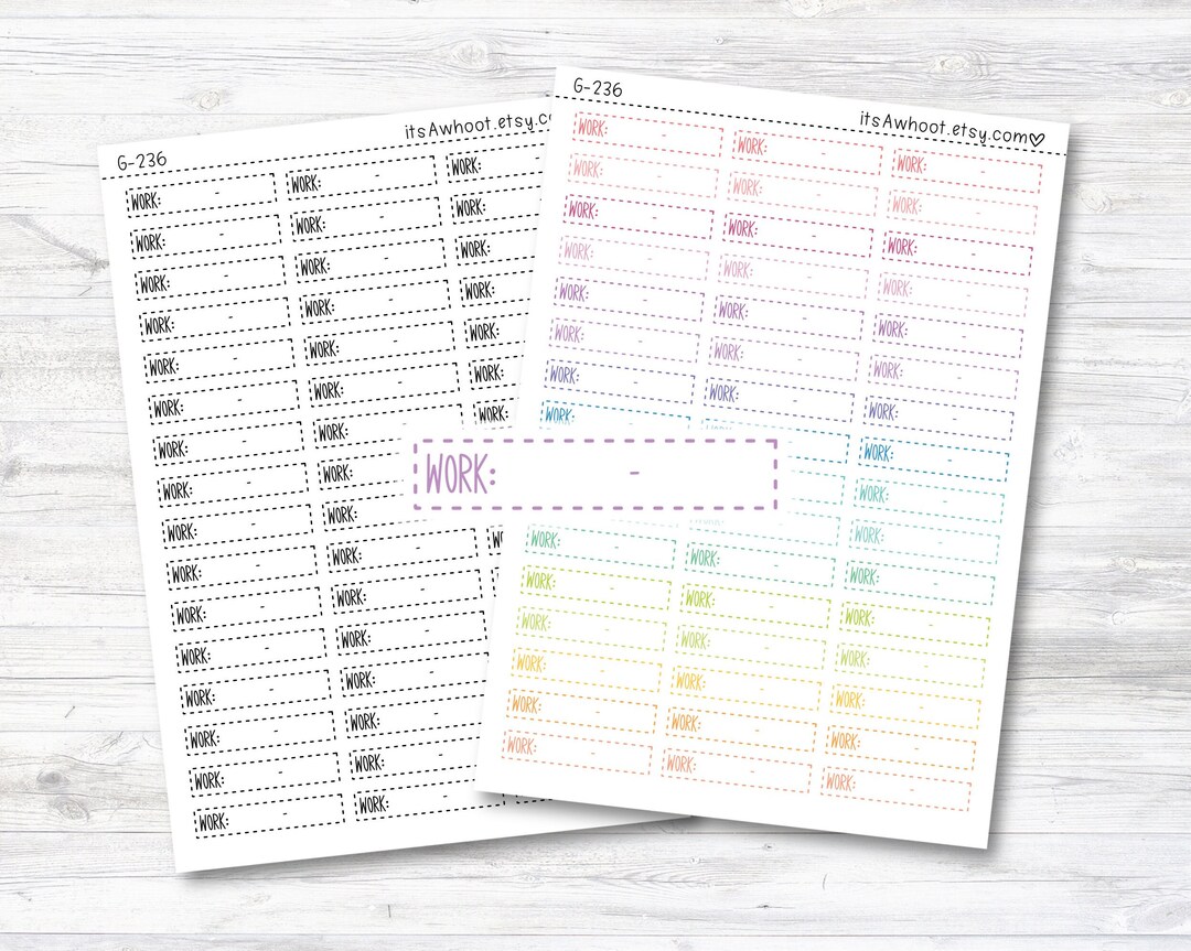 Work Planner Stickers, Work Schedule Stickers, Work Schedule Label G236 Etsy