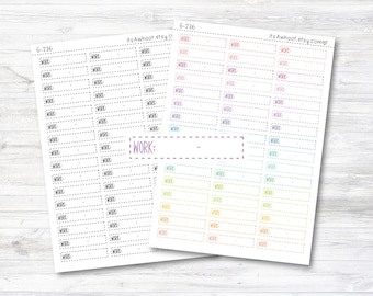 Work Planner Stickers, Work Schedule Stickers, Work Schedule Label (G236)