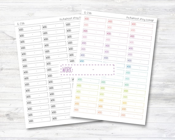 Work Planner Stickers, Work Schedule Stickers, Work Schedule Label (G236)