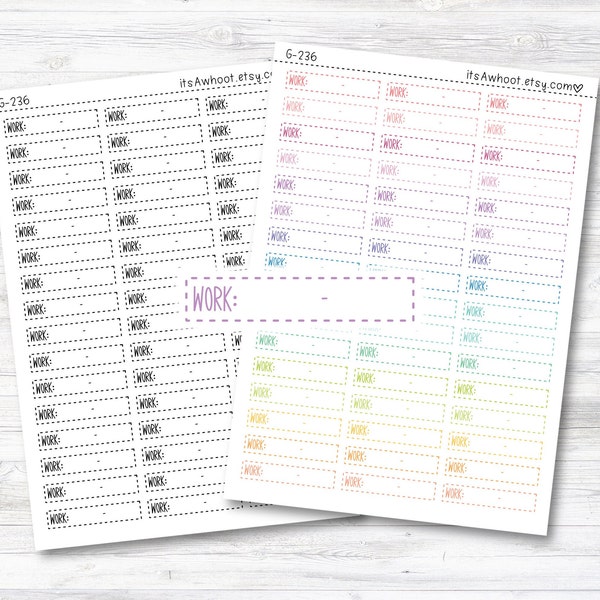 Work Planner Stickers, Work Schedule Stickers, Work Schedule Label (G236)