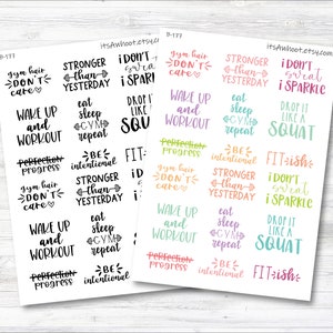 Autocollants de script de motivation pour la salle de sport (B177)