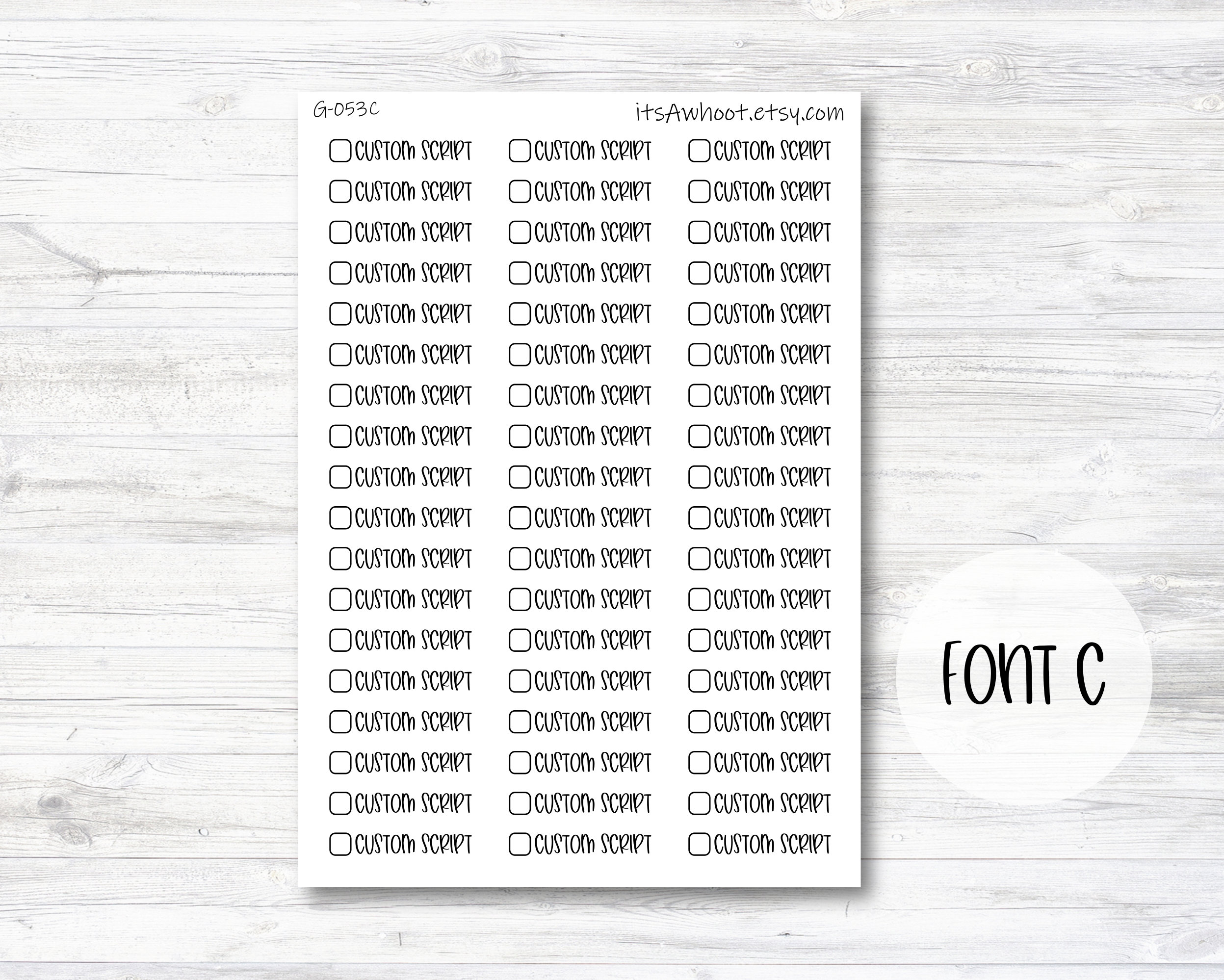 Personalized Script With Checkbox Planner Stickers With Your Custom ...