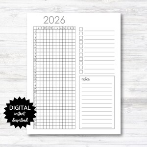 2026 Year/Month Habit Tracker Printable, Habit Tracker, Digital Download Habit Tracker - PRINTABLE (N020_3)