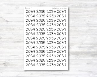 Year Script Planner Stickers - 2034-2037 / 2034, 2035, 2036, 2037 Stickers (G061_9)