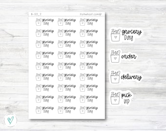 Grocery Planner Stickers, Grocery Day / Grocery Order / Grocery Pick Up / Grocery Delivery Stickers (B132_2)