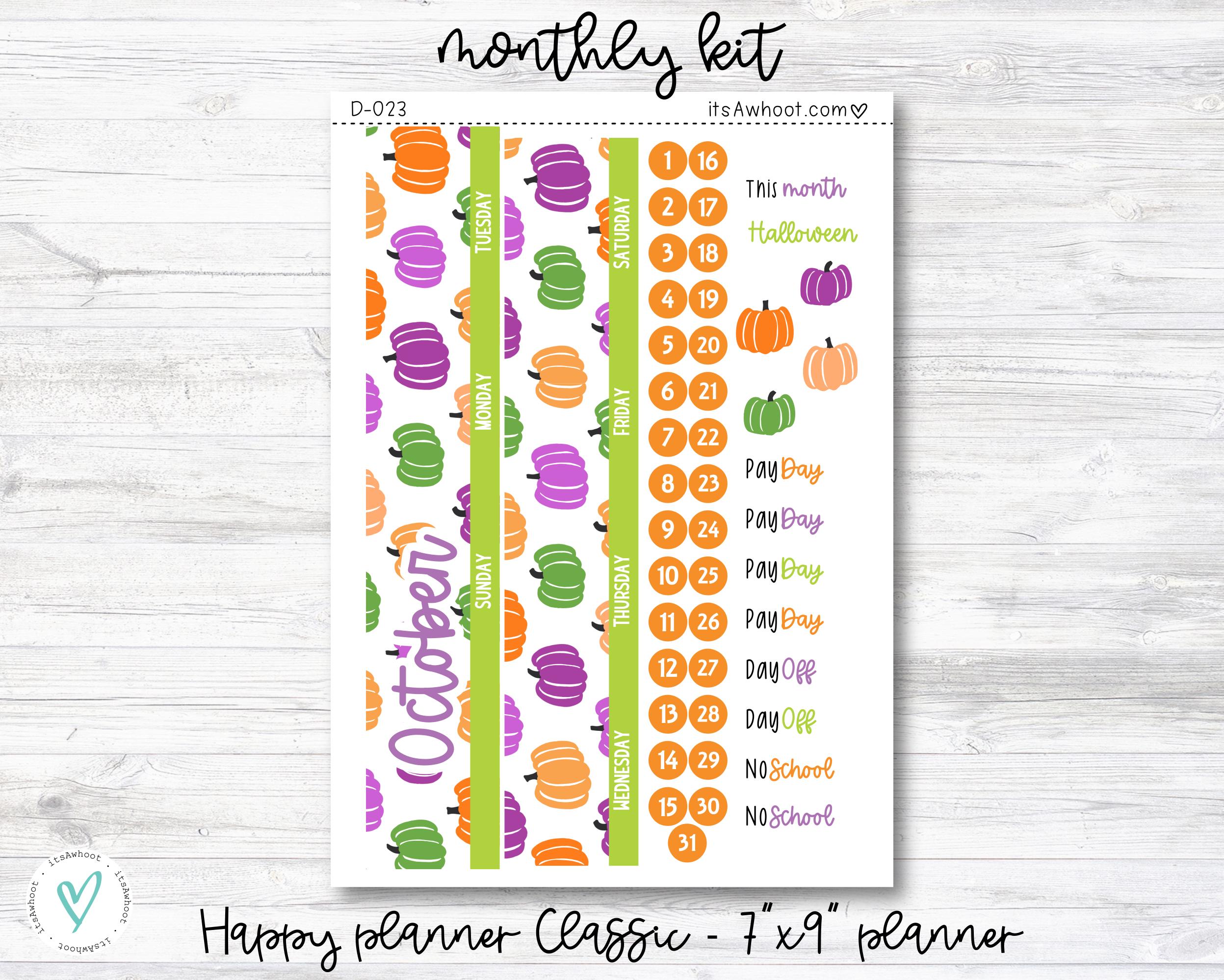 MONTHLY Kit Planner Stickers - OCTOBER "boo" - Happy Planner CLASSIC ...