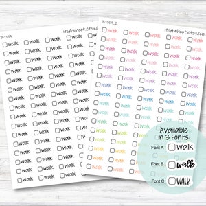 Walk with Checkbox Script Stickers, Walk Planner Stickers (B115)