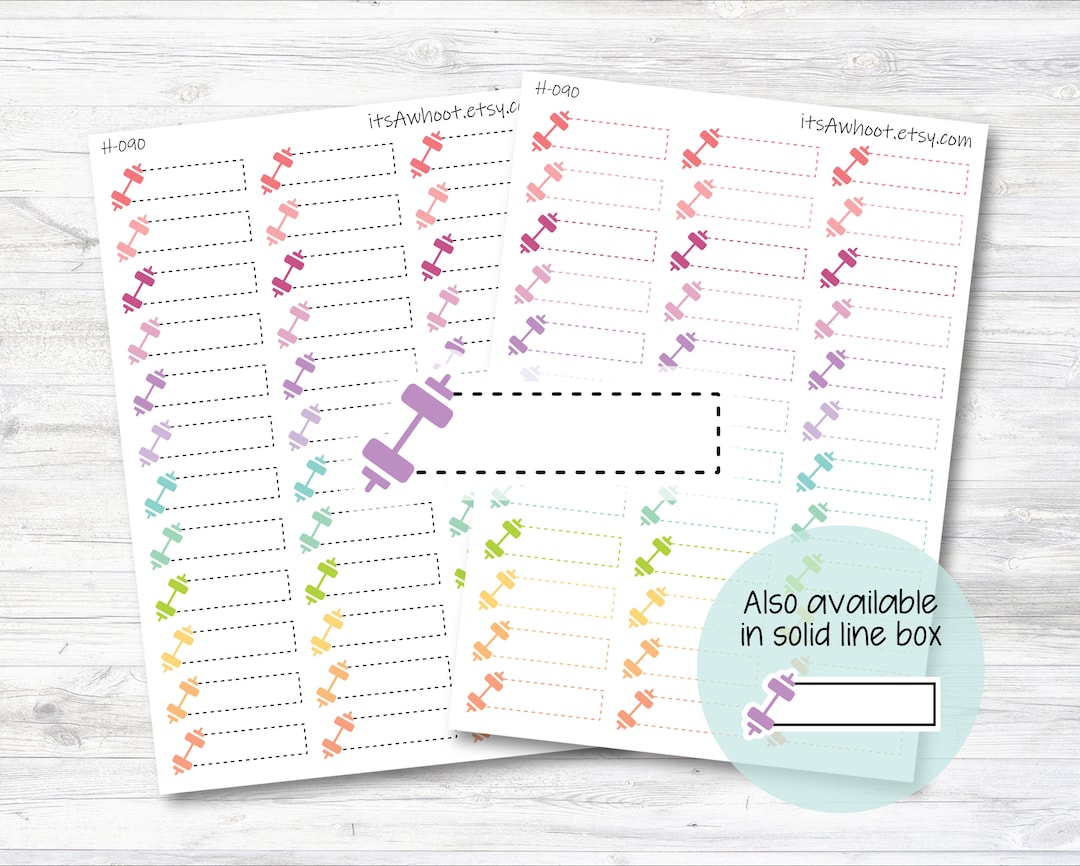 Barbell / Weights / Dumbells / Workout Quarter Box Label Planner ...
