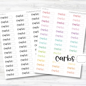 Carbs Stickers, Carbs Script Planner Stickers (B195_2)