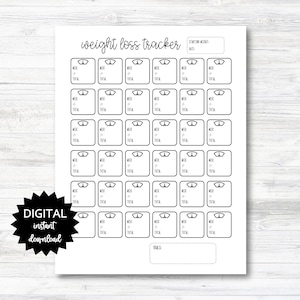 Weight Loss Tracker Digital Download - PRINTABLE (N041)