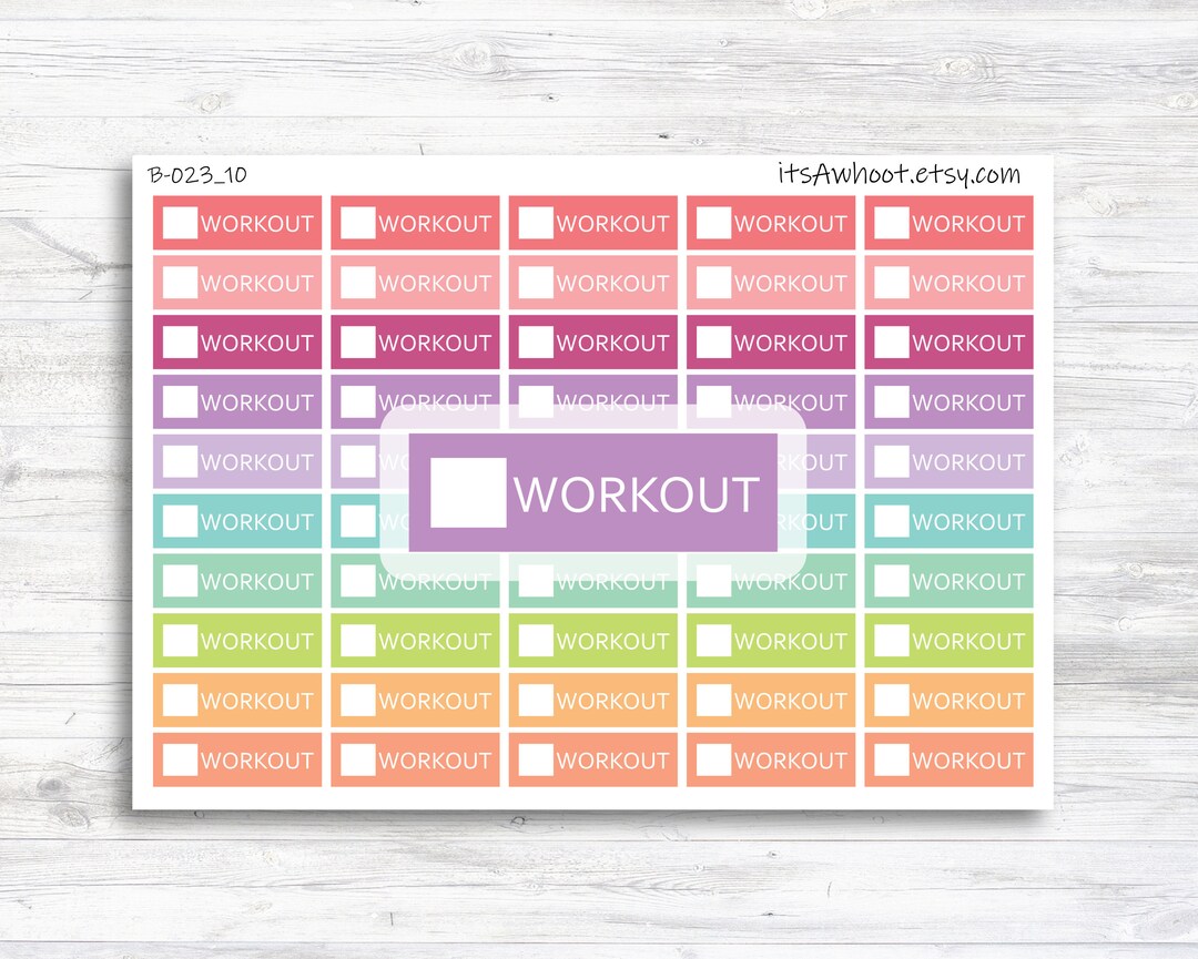 Workout Check off Tracker Stickers - Small Labels (B023_10) - Etsy