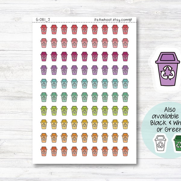 Recycle Stickers, Recycle Icon Planner Stickers, Doodle Recycle Stickers (G081_2)