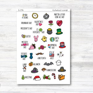 Holiday Planner Stickers - Doodle Holiday Stickers (G276)