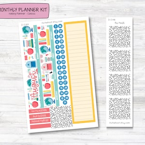 MONTHLY Kit Planner Stickers - AUGUST &quot;Back to School&quot; - Happy Planner CLASSIC (D014)