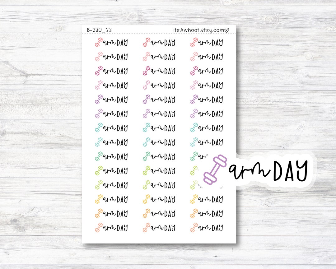 Arm Day Script Stickers, Arm Day Planner Stickers, Arm Day With