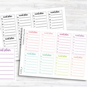 Meal Plan Sidebar Stickers / Weekly Meal Plan / Weekly Menu - Dash Box (H093_4)