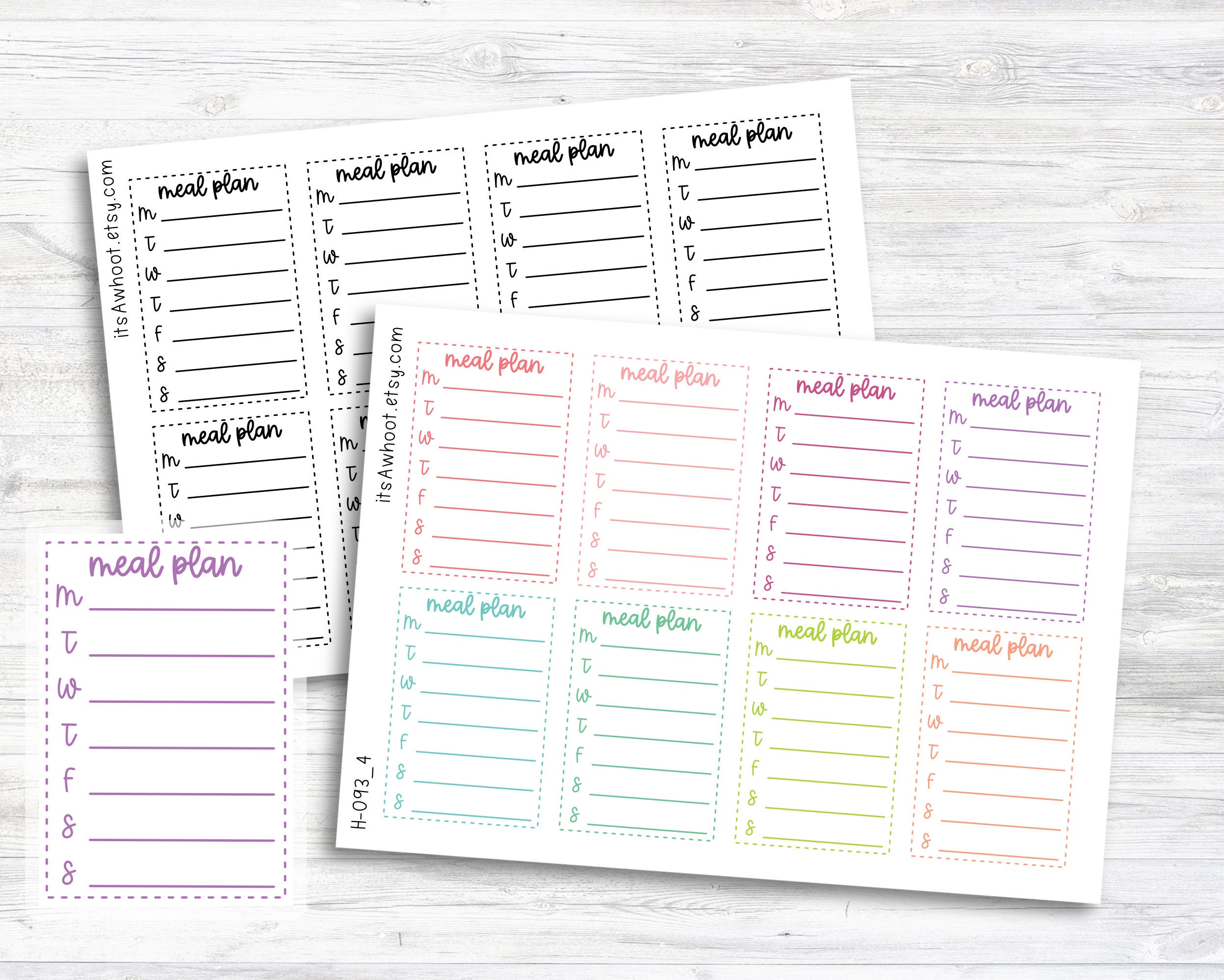 Meal Plan Sidebar Stickers / Weekly Meal Plan / Weekly Menu - Dash Box ...