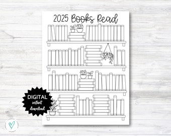 2025 Bücher gelesen Printable, Lesetracker, Bücherregal Printable - PRINTABLE (N038_3)