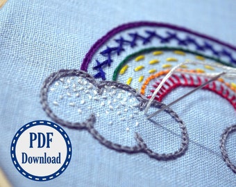 Rainbow Stitch Sampler Tutorial - Hand Embroidery PDF Download
