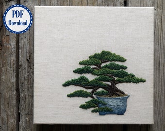 Juniper Bonsai Hand Embroidery Pattern Tutorial - PDF Download