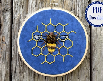 Busy Bee Hand Embroidery Pattern Tutorial - PDF Download