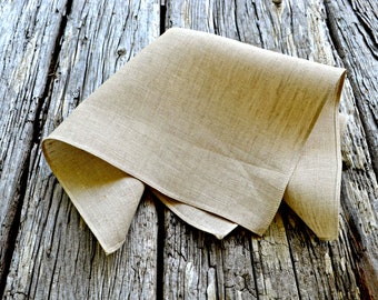 Oatmeal Linen Handkerchief, Irish Linen Handkerchief, Unbleached Pocket Square, Formal Pocket Square, Linen Pocket Square Linen Hankerchief,