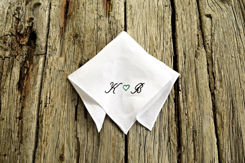 Sweetheart Handkerchief, New Couple Wedding Hankerchief, Something Blue Wedding Gift, Bride Hankerchief, Groom Pocket Square, Wedding Hankie image 5